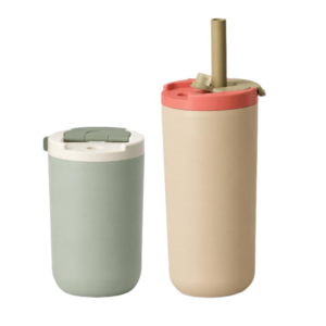 13oz and 17oz stainless steel insulated coffee tumblers with dual-drink lid