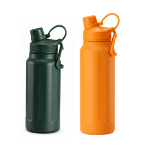 25oz and 32oz stainless steel insulated sports bottles with carry loop lid