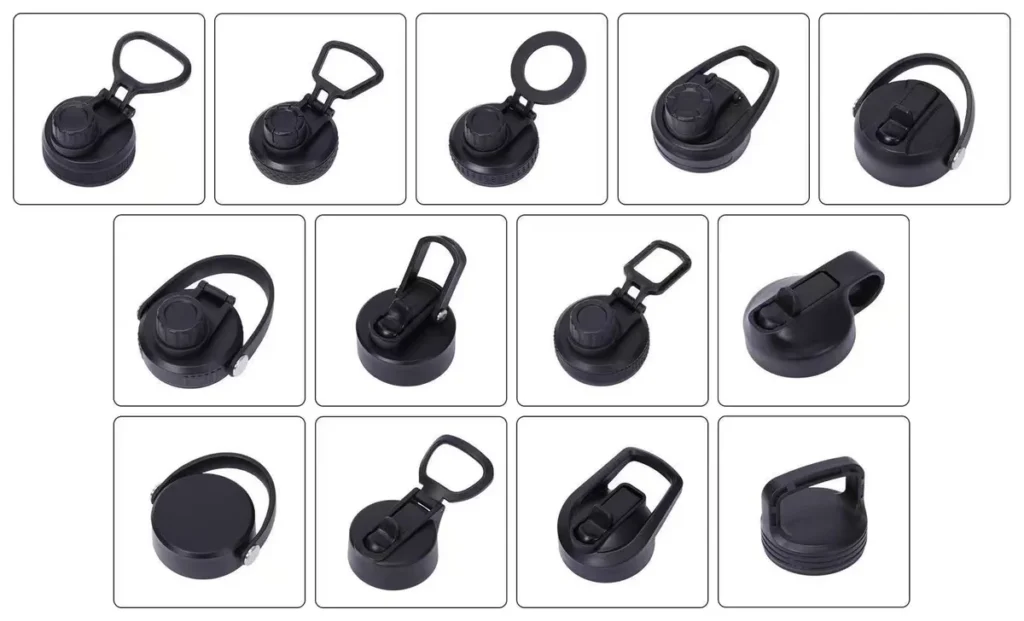 Different custom tumbler lid options for stainless steel drinkware