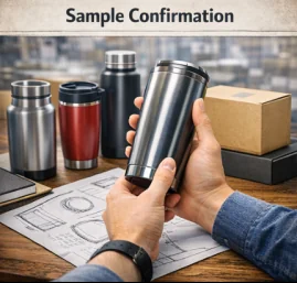 Sample confirmation for a custom stainless steel tumbler project