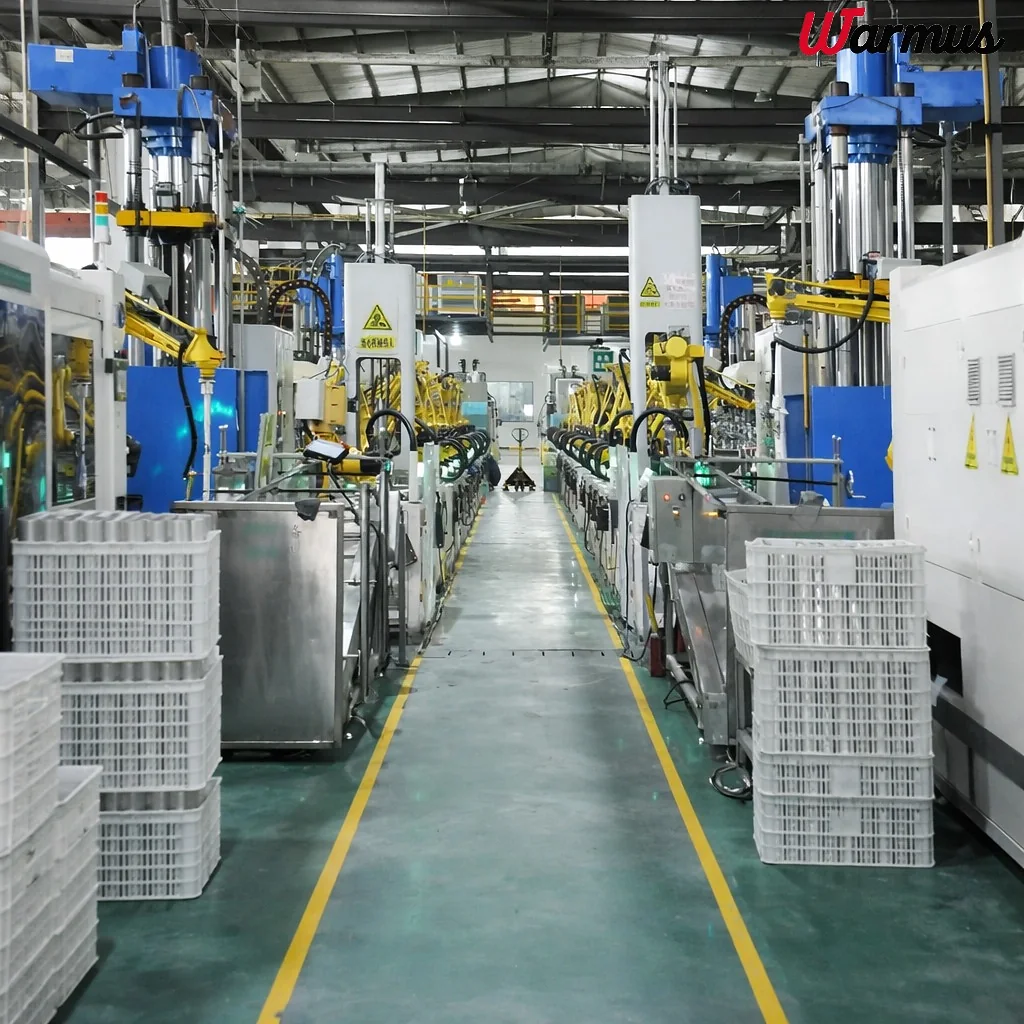 Automated stainless steel drinkware production line at Warmus