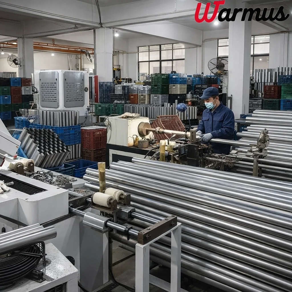 Stainless steel tube processing workshop at the Warmus drinkware factory