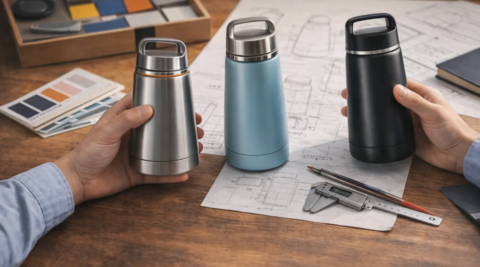 Custom drinkware sample development and design review at Warmus