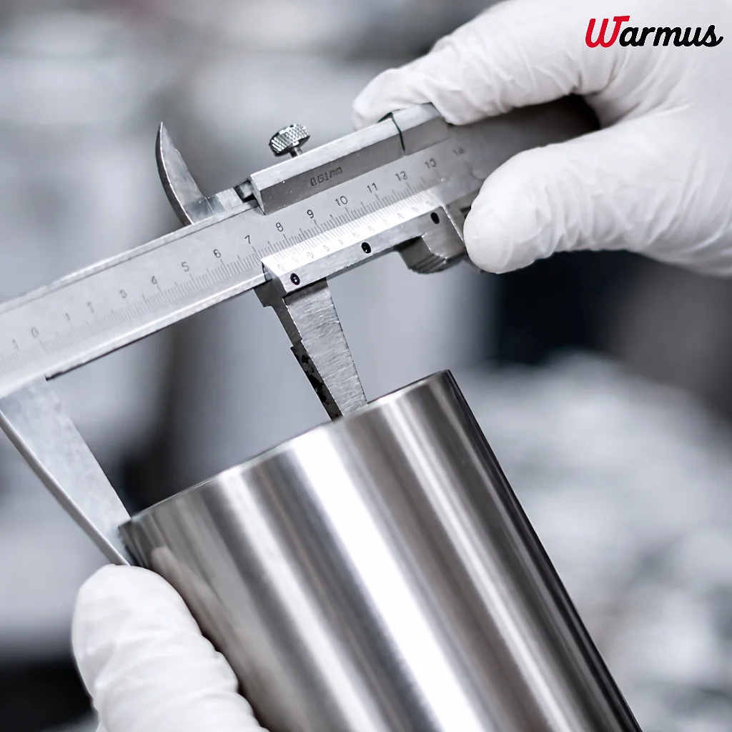 Warmus quality inspection measuring stainless steel bottle dimensions