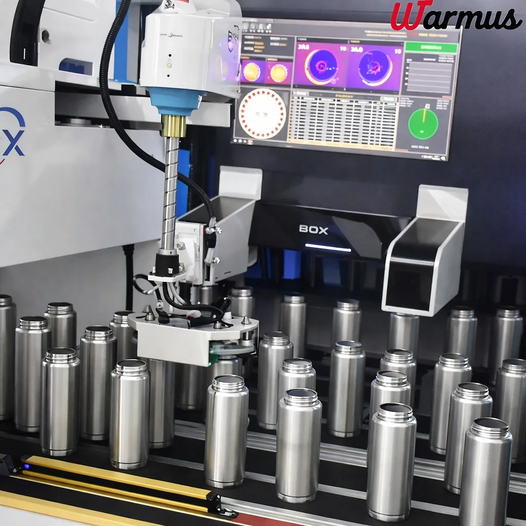 Automated quality inspection of stainless steel bottles at Warmus